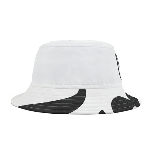 Bucket Hat — Black & White Cow Print with Madura Logo